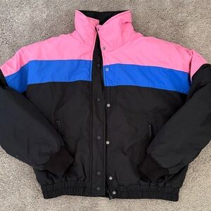 American Eagle Outfitters Pink and Blue Bomber Jacket